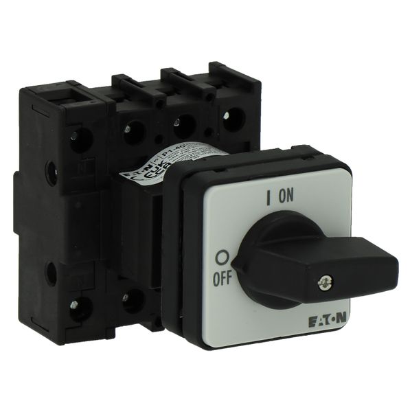 On-Off switch, P1, 40 A, centre mounting, 3 pole + N, with black thumb grip and front plate image 10