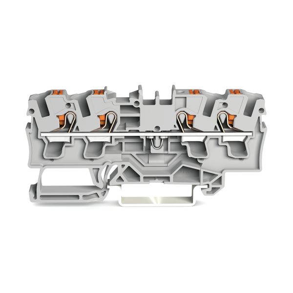 4-conductor through terminal block with push-button 4 mm² gray image 1