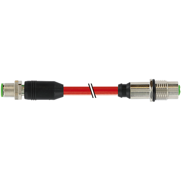 M12 male 0°/M12 fem. recept. D  PUR 1x4xAWG22 shielded rd+dragch 12m image 1