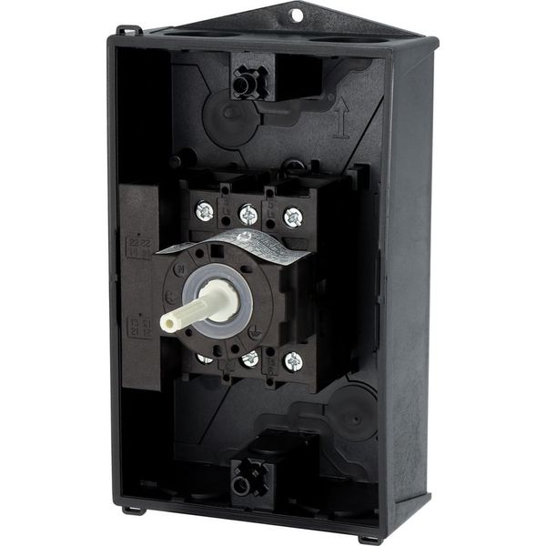 Main switch, P1, 25 A, surface mounting, 3 pole, 1 N/O, 1 N/C, STOP function, With black rotary handle and locking ring, Lockable in the 0 (Off) posit image 50