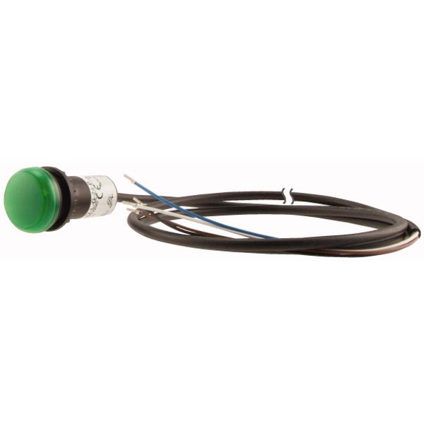 Indicator light, Flat, Cable (black) with non-terminated end, 4 pole, 1 m, Lens green, LED green, 24 V AC/DC image 3