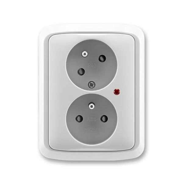 5593A-C02357 S Double socket outlet with earthing pins, shuttered, with turned upper cavity, with surge protection image 2