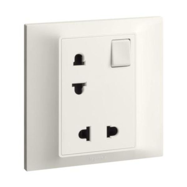 Belanko S - 1 gang 2x2p Euro/US switched socket ivory image 1