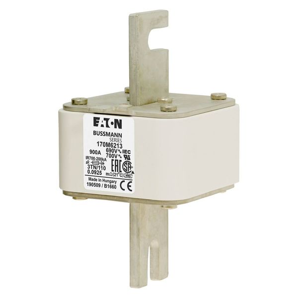 Fuse-link, high speed, 900 A, AC 690 V, DIN 3, 76 x 90 x 139 mm, aR, DIN, IEC, type T indicator image 7