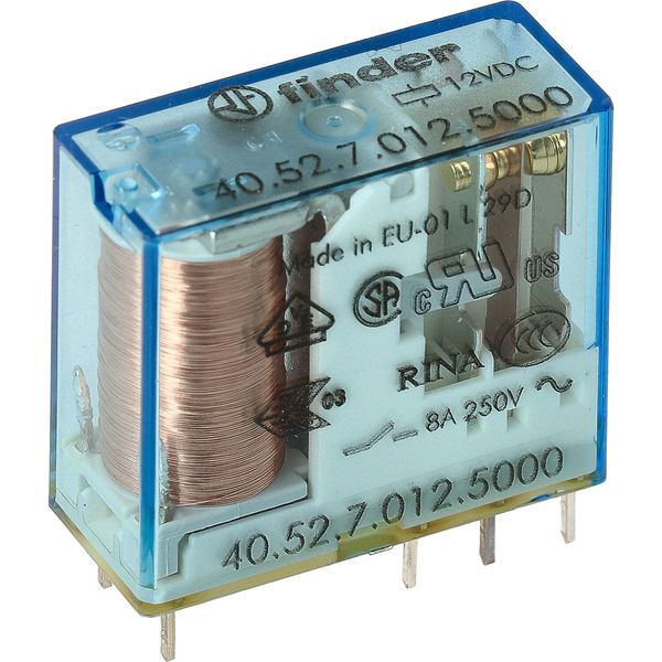 PCB/Plug-in Rel. 5mm.pinning 2CO 8A/12VDC/SEN/Agni+Au (40.52.7.012.5000) image 3