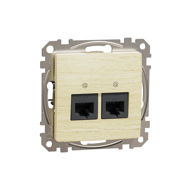 Double DATA Outlet CAT 6A UTP, Sedna Design & Elements, RJ45, Wood brich image 4