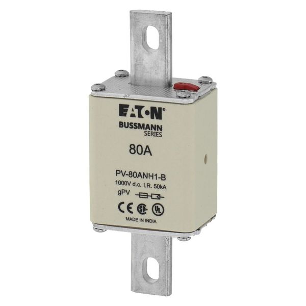 Fuse-link, high speed, 80 A, DC 1000 V, NH1, gPV, UL PV, UL, IEC, dual indicator, bolted tags image 7