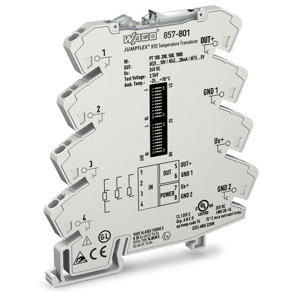 857-801 Temperature signal conditioner for RTD sensors; Current and voltage output signal; Configuration via software image 4