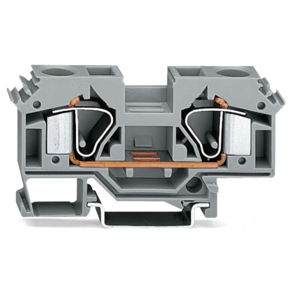 2-conductor through terminal block 16 mm² lateral marker slots gray image 1