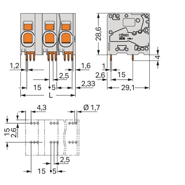 PCB terminal block 16 mm² Pin spacing 15 mm gray image 4
