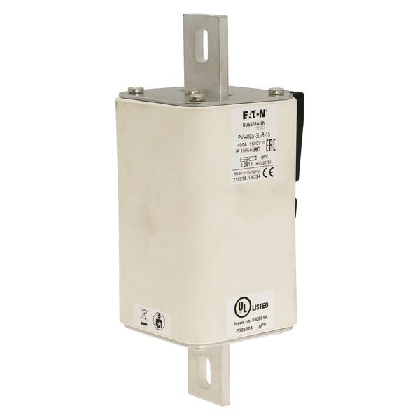 Fuse-link, high speed, 400 A, DC 1500 V, 3L, 75 x 205 mm, gPV, IEC, UL, with indicator, bolted contacts image 23