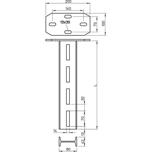 IS 8 K 100 FT Support with welded head plate 80x42x1000 image 2