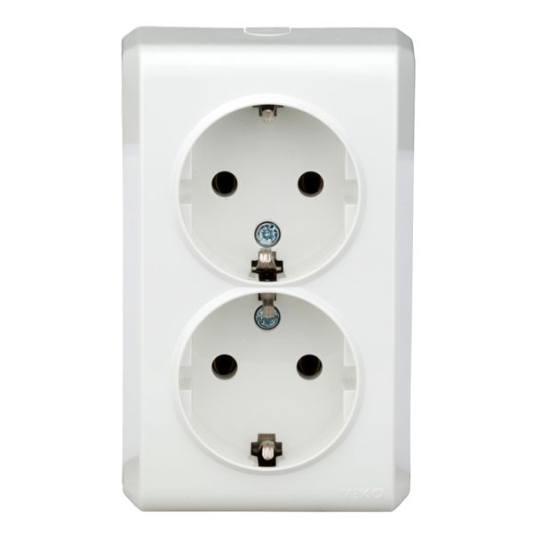 Compact socket outlet 2x2P+E, screw clamps, VISIO IP20,white image 1