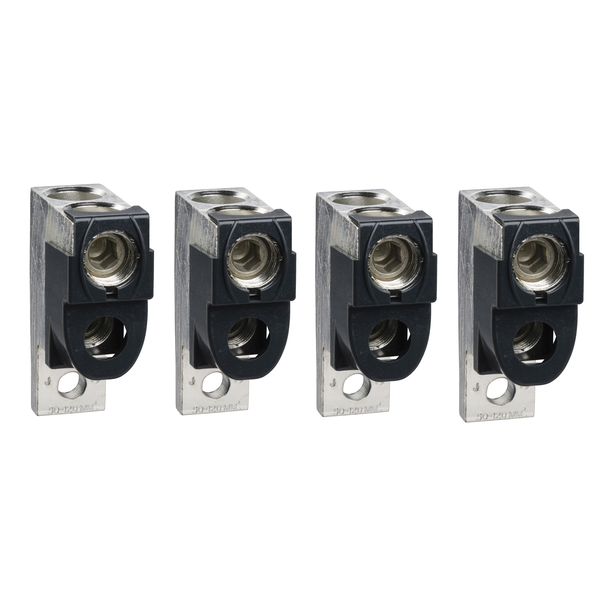 aluminium bare cable connectors, ComPact NSX, EasyPact CVS, for 2 cables 50 mm² to 120 mm², 250 A, set of 4 parts image 1