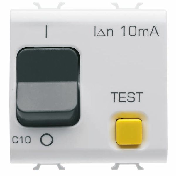 RESIDUAL CURRENT BREAKER WITH OVERCURRENT PROTECTION - C CHARACTERISTIC - CLASS A - 1P+N 10A 230Vac 10mA - 2 MODULES - GLOSSY WHITE - CHORUSMART image 2