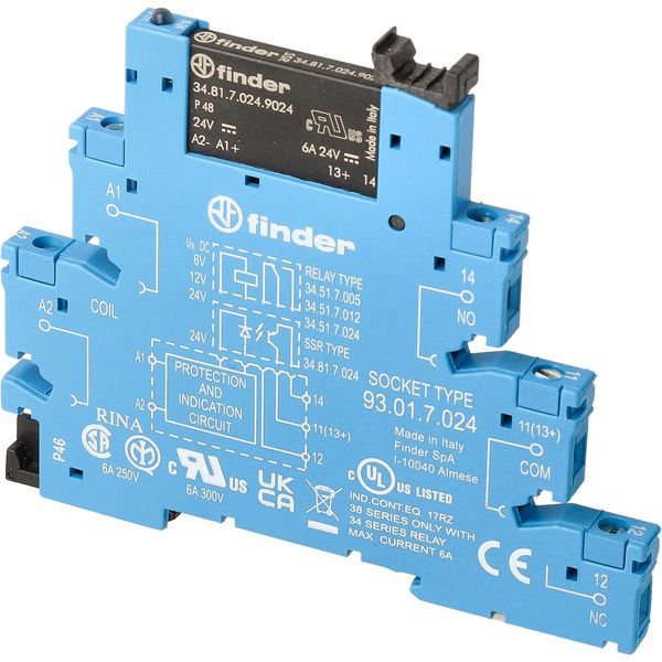 Rel. interface SSR screw 6,2mm.In.24VDC 1NO Out.6A/24VDC (38.81.7.024.9024) image 3