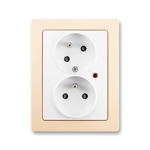 5593J-C02357 B1C1 Double socket outlet with earthing pins, shuttered, with turned upper cavity, with surge protection image 1