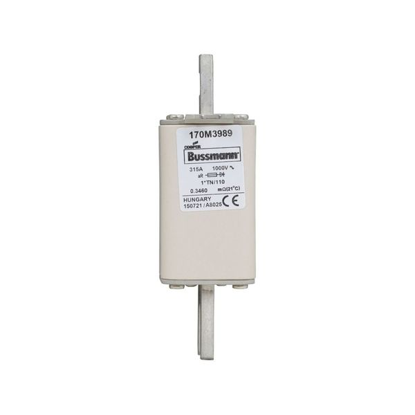 Fuse-link, high speed, 315 A, AC 1000 V, compact DIN 1, 43 x 61 x 138 mm, aR, DIN, IEC, type T indicator image 11