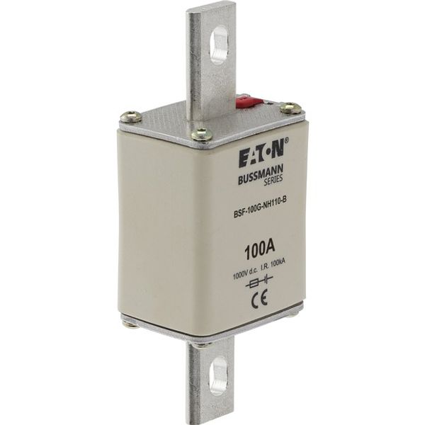 Fuse-link, high speed, 100 A, DC 1000 V, NH1, 40 x 53 x 135 mm, gBat, IEC, bolted connection image 2