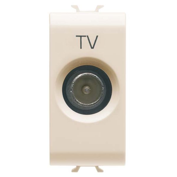 COAXIAL TV SOCKET-OUTLET, CLASS A SHIELDING - IEC MALE CONNECTOR 9,5mm - DIRECT WITH CURRENT PASSING - 1 MODULE - IVORY - CHORUSMART image 2