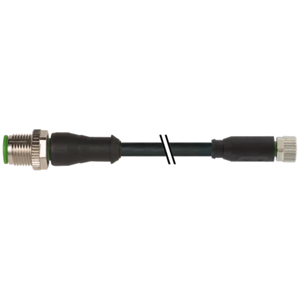 M12 male 0° / M8 female 0° A-cod. PUR 4x0.25 bk UL/CSA 0.6m image 1