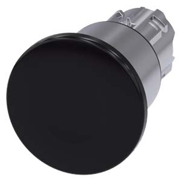 3SU1050-1EA10-0AA0-Z Y11 Mushroom pushbutton, 22 mm, round, metal, shiny, black, 40 mm, 3 switch positions, latches after pushing in, unlatches by pull-to-unlatch mechanism to center image 1