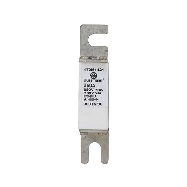 Fuse-link, high speed, 250 A, AC 690 V, DIN 000, aR, DIN, IEC, single indicator, live gripping lugs image 4