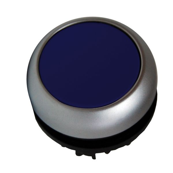 Illuminated Push-button, flat, spring-return, blue image 1