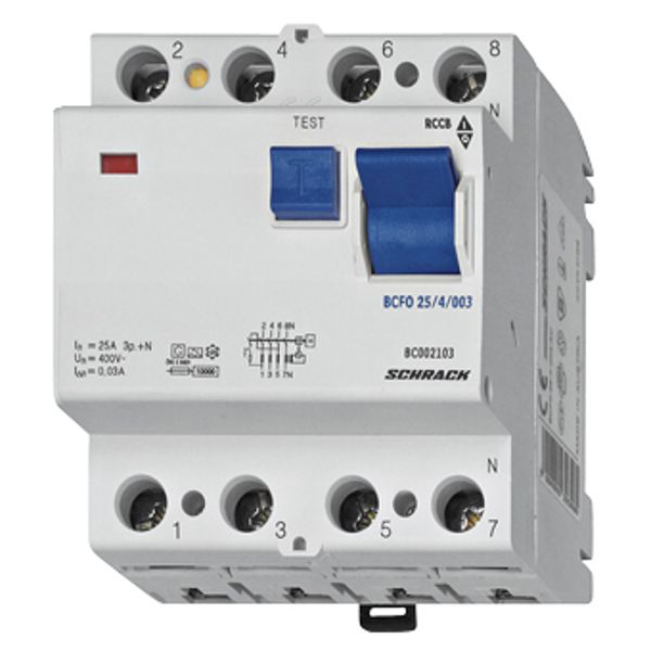 Residual current circuit breaker 63A, 4-p, 300mA, type A,6kA image 1