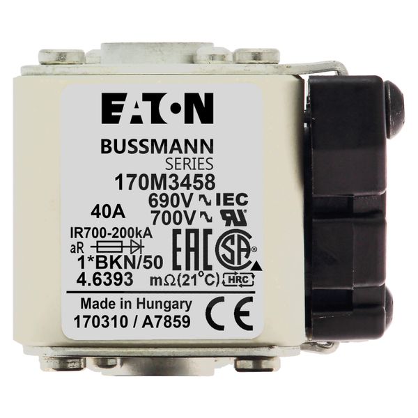 Fuse-link, high speed, 40 A, AC 690 V, compact size 1, 45 x 59 x 51 mm, aR, IEC, UL, single indicator image 10