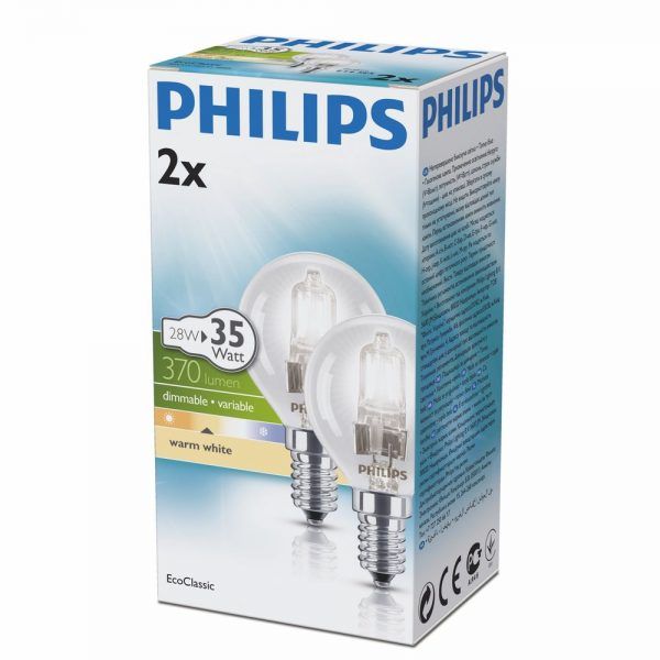 Halogen lamp Philips E14 28W P45 2800K 370lm 220V 2x1 image 1