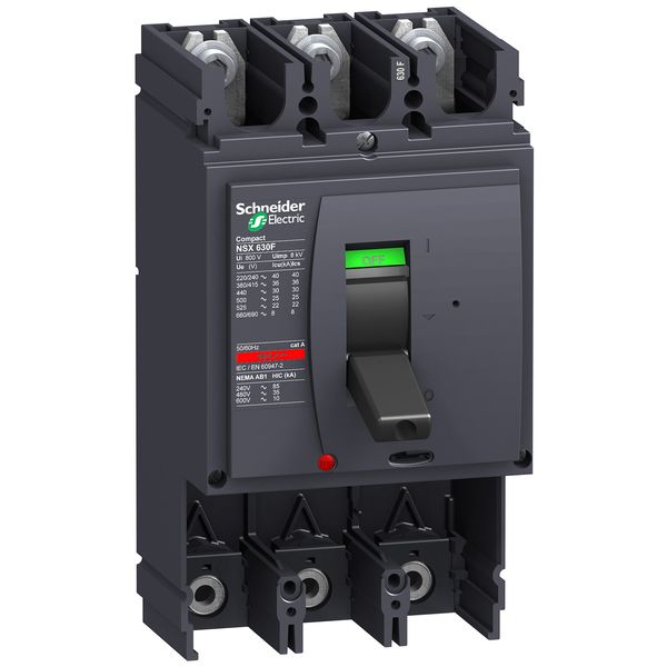 circuit breaker basic frame, ComPact NSX630L, 150 kA at 415 VAC 50/60 Hz, 630 A, without trip unit, 3 poles image 1