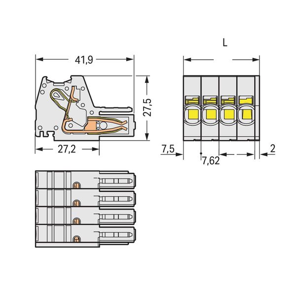 1-conductor female connector Push-in CAGE CLAMP® 10 mm² light gray image 2