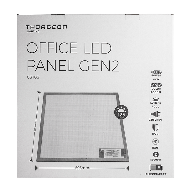 Office LED Panel GEN2 32W 4000K 4000Lm 595x595x9mm Black THORGEON image 2