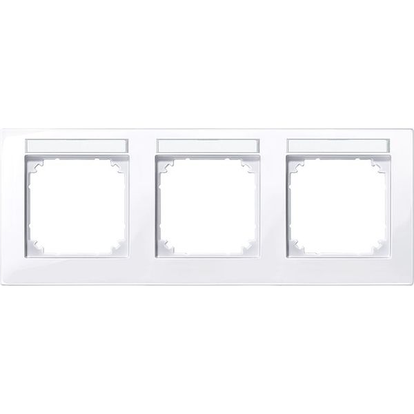 M-PLAN frame, can be labeled three times, horizontal installation, active white glossy image 1