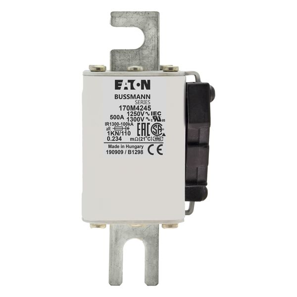 Fuse-link, high speed, 500 A, AC 1250 V, size 1, 53 x 69 x 138 mm, aR, DIN, IEC, single indicator image 19