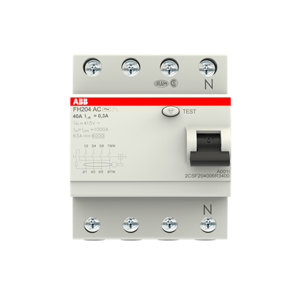 FH204 AC-40/0.3 Residual Current Circuit Breaker 4P AC type 300 mA image 1