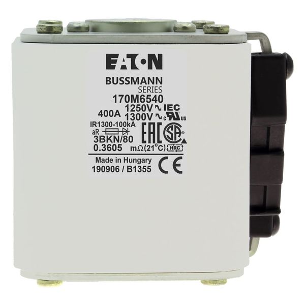 Fuse-link, high speed, 400 A, AC 1250 V, size 3, 76 x 92 x 83 mm, aR, IEC, UL, single indicator image 16