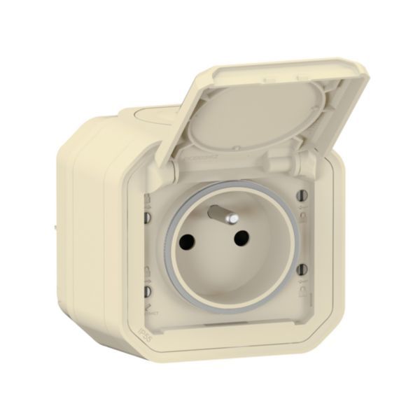 Power socket with waterproof earth with Plexo shutter 16A 250V delivered complete for surface mounting in sand image 1