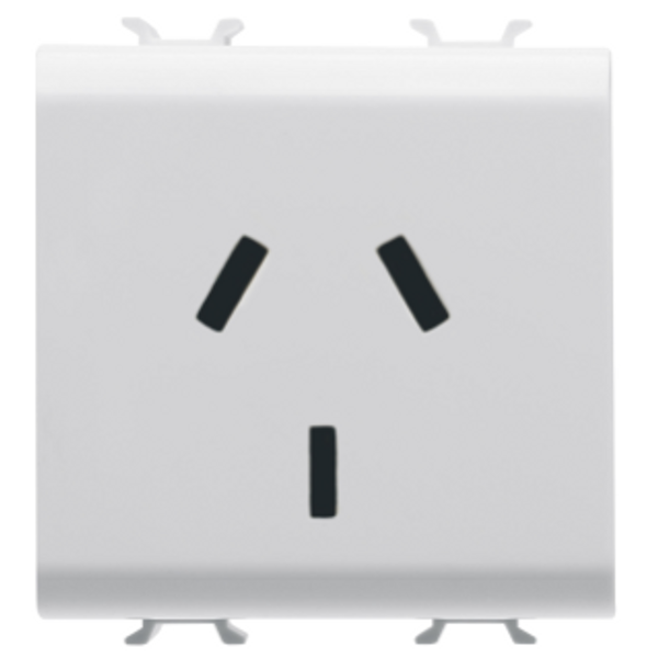 ARGENTINIAN STANDARD SOCKET-OUTLET 250V ac - 2P+E 10A - 2 MODULES - GLOSSY WHITE - CHORUSMART image 1