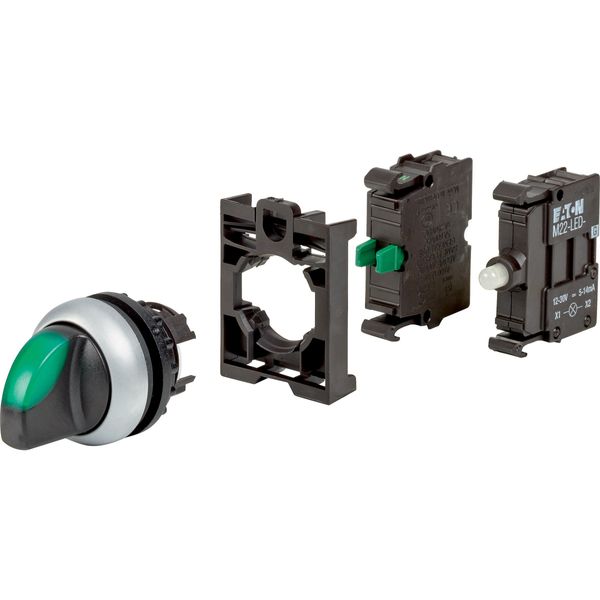 Illuminated selector switch actuator, RMQ-Titan, maintained, 2 positions, 1 NO, green, Blister pack for hanging image 4