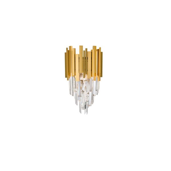 Gold Metal & Crystal LED E14 2x5 Watt 230 Volt IP20 Bulb Excluded D: 25 W: 15.5 H: 35 cm image 1