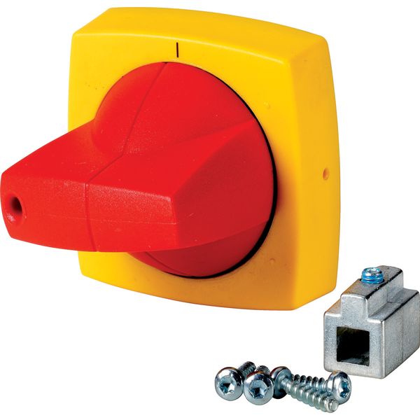 Rotary handle, 6mm, for mounting shroud, red/yellow image 3
