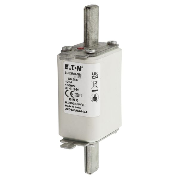 Fuse-link, high speed, 100 A, AC 1000 V, DIN 0, 35 x 60 x 125 mm, aR, DIN, IEC, single indicator image 18