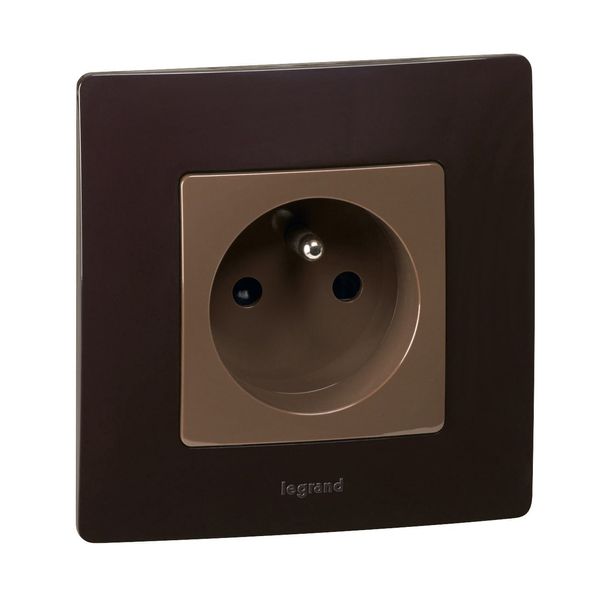 2P+E FRENCH SOCKET WITH SHUTTER CLAWS BROWN image 1