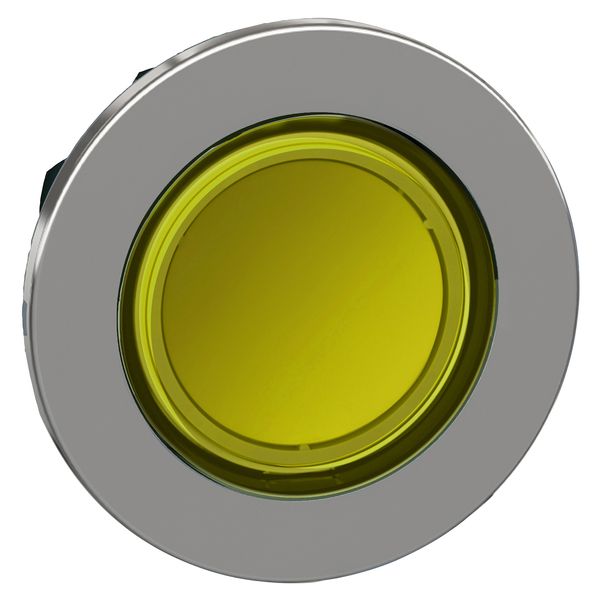 Head for illuminated push button, Harmony XB4, flush mounted yellow with flush caps image 1