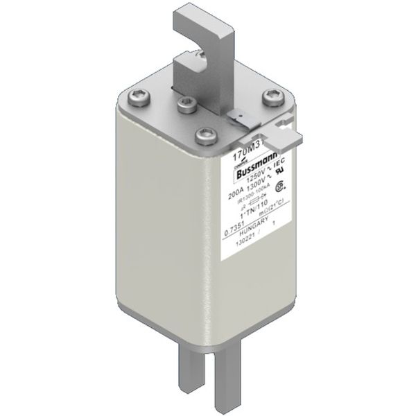 Fuse-link, high speed, 200 A, AC 1250 V, compact size 1, 45 x 58 x 138 mm, aR, DIN, IEC, type T indicator image 2