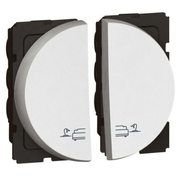 Arteor 2 x 2 Way 10AX Bed Light Switch 2 x 1 Module Round White image 1