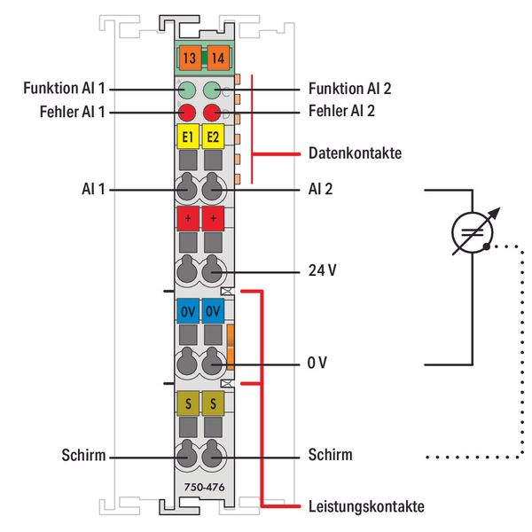 2-channel analog input ±10 VDC Single-ended light gray image 1