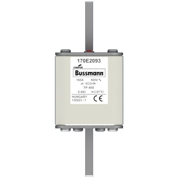 Fuse-link, high speed, 160 A, AC 500 V, 55 x 55 x 140 mm, aR, IEC, with indicator image 1